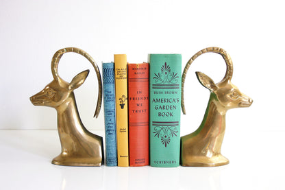 SOLD - Mid Century Brass Gazelle Bookends
