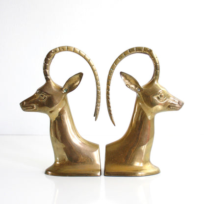 SOLD - Mid Century Brass Gazelle Bookends