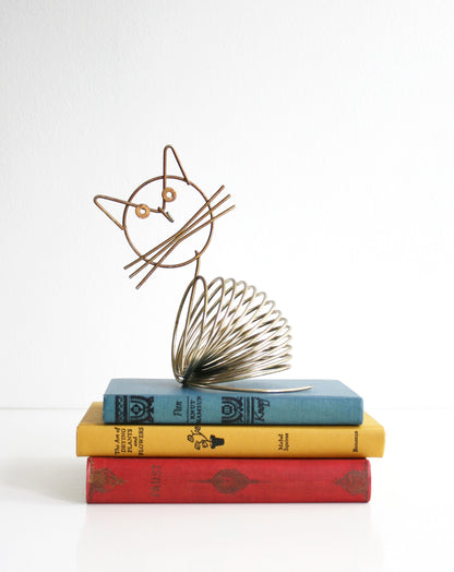 SOLD - Mid Century Modern Brass Cat Letter Holder / Vintage Desk Organizer by Richard Galef for Ravenwire