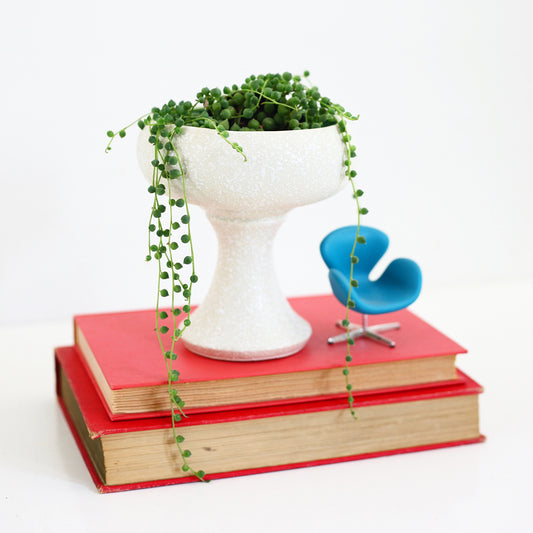 SOLD - Mid Century White & Aqua Pedestal Planter - California Original