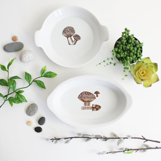 SOLD - Danish Modern Mushroom Dishes by Kaj Franck for Finel Arabia