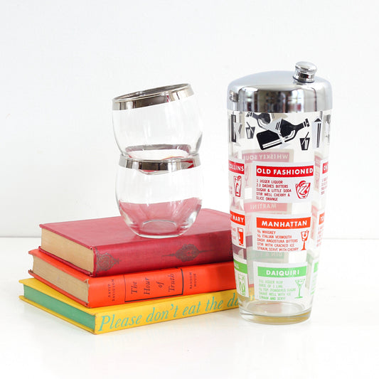 SOLD - Mid Century Cocktail Recipes Shaker