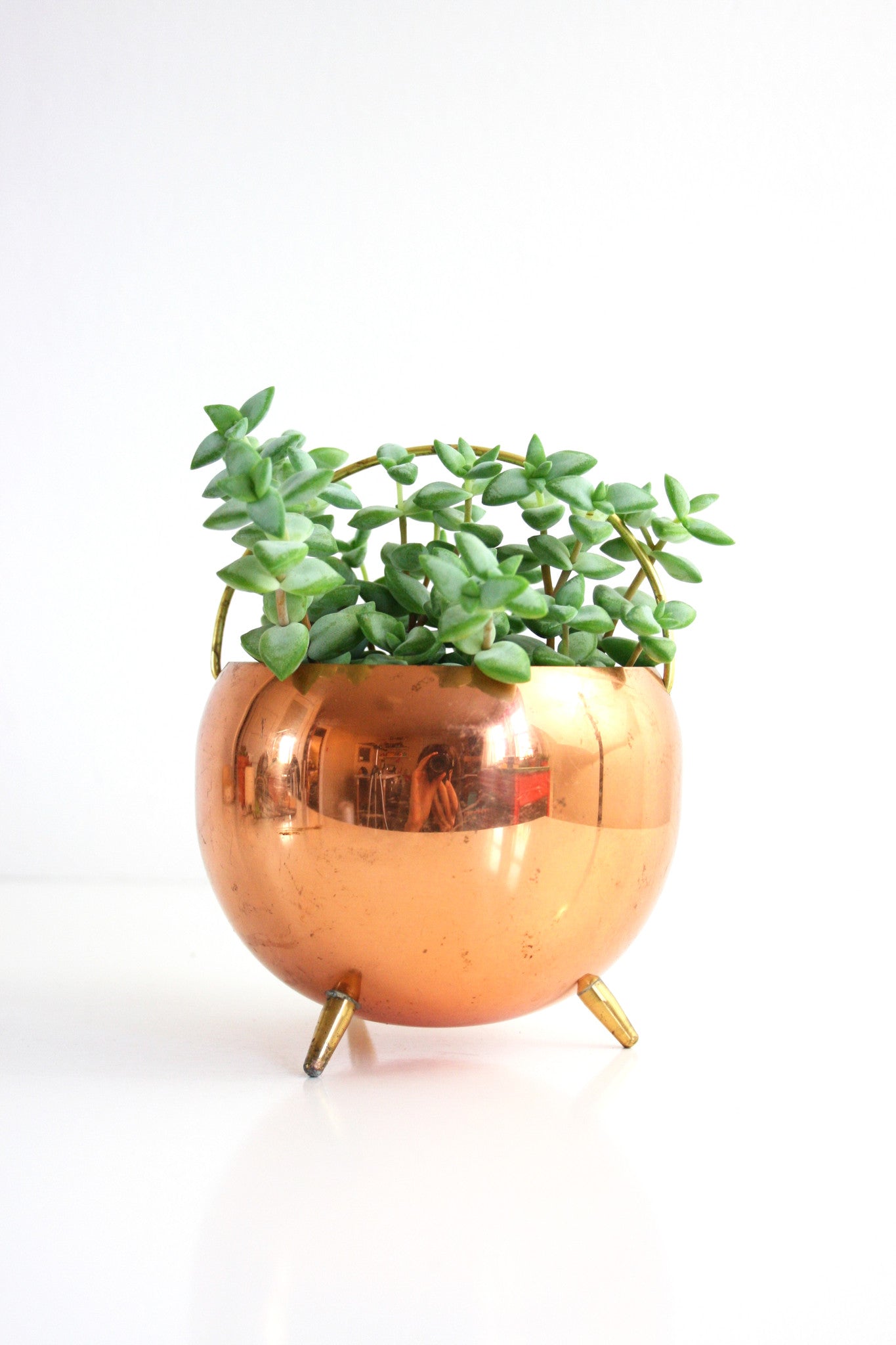 SOLD - Vintage Copper Footed Planter by Coppercraft Guild / Retro Copper and Brass Plant Pot