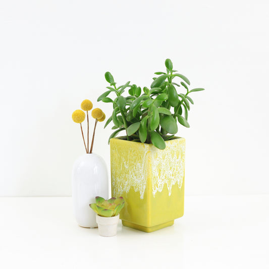 SOLD - Mid Century Gonder Original Chartreuse Drip Glaze Vase