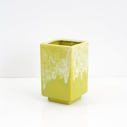 SOLD - Mid Century Gonder Original Chartreuse Drip Glaze Vase