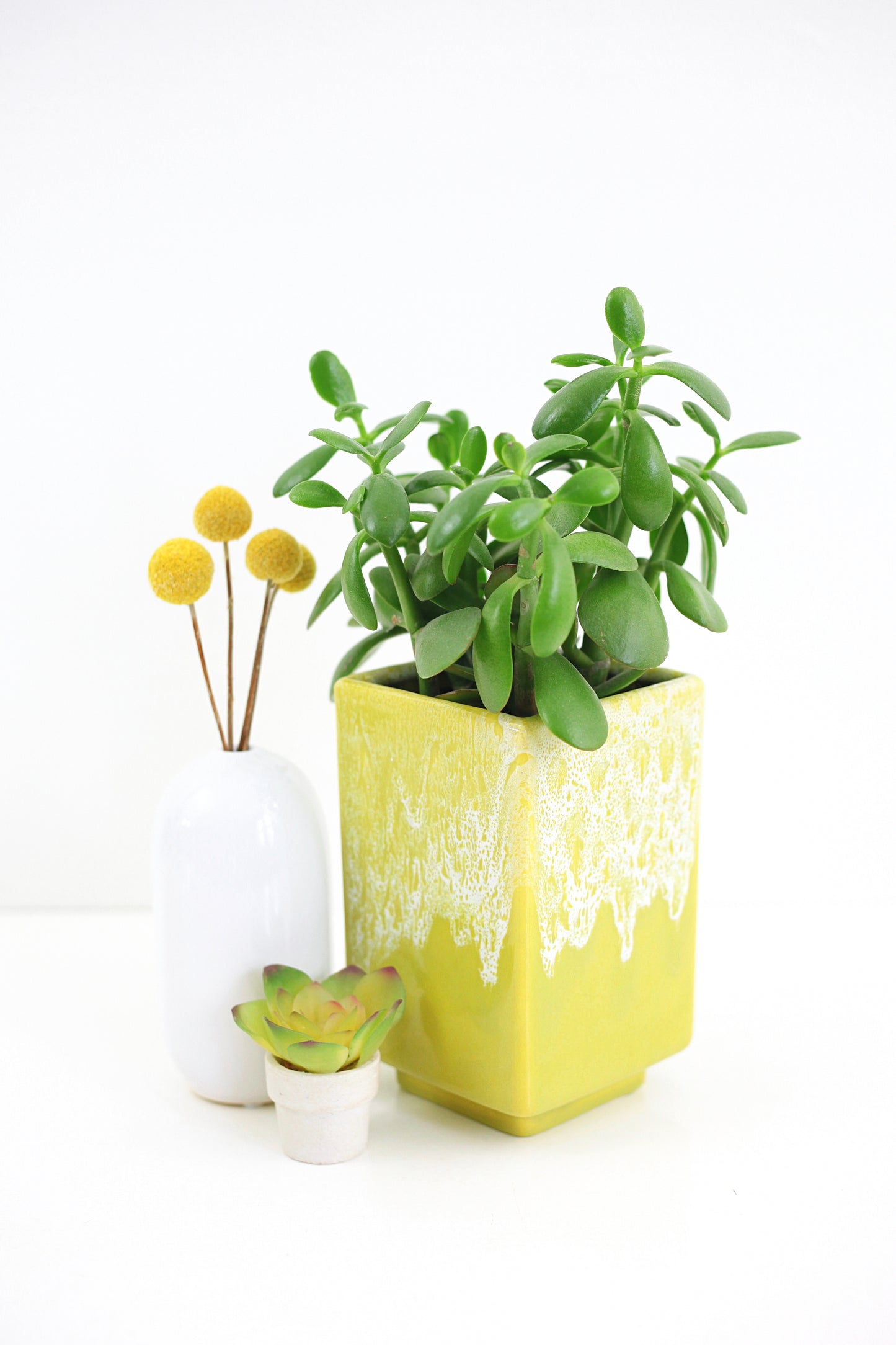 SOLD - Mid Century Gonder Original Chartreuse Drip Glaze Vase