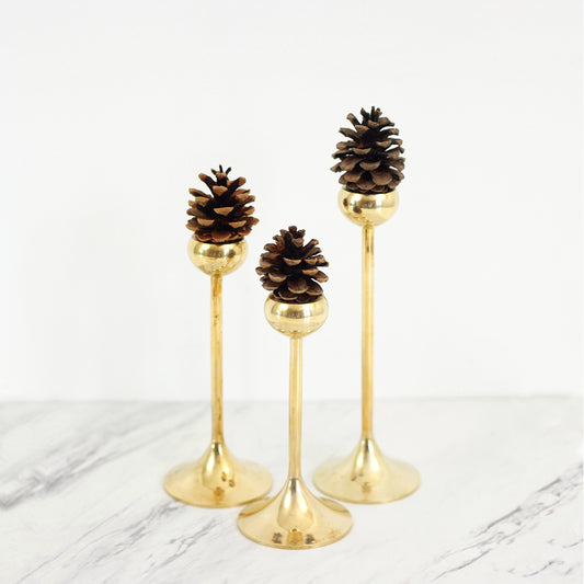 SOLD - Mid Century Graduated Brass Candlesticks