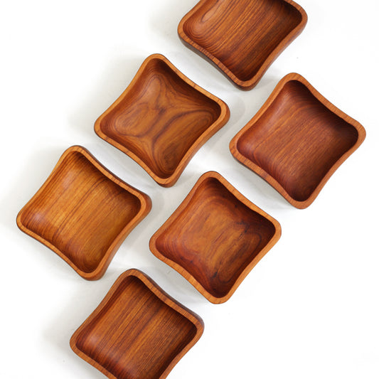 SOLD - Mid Century Square Teak Wood Bowls