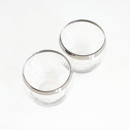 SOLD - Mid Century Modern His & Hers Silver Rim Cocktail Glasses