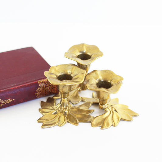 SOLD - Vintage Art Nouveau Brass Candlesticks from Italy