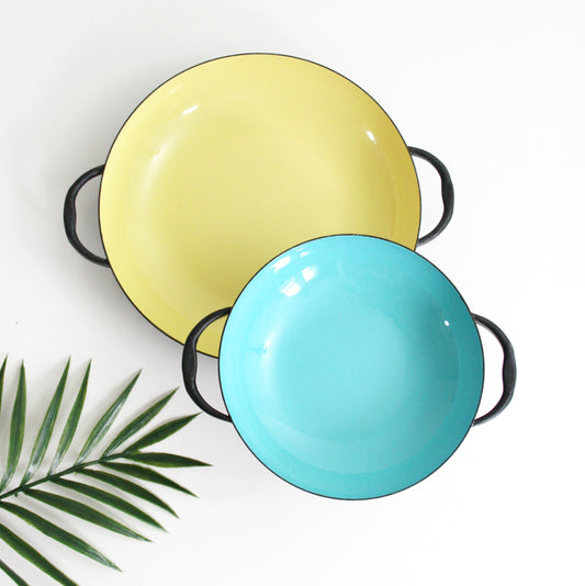 SOLD - Danish Modern Krenit Enamel Paella Pans