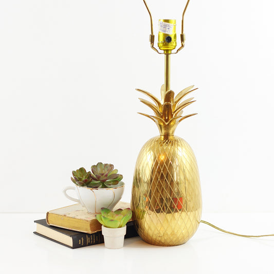 SOLD - XL Vintage Brass Pineapple Table Lamp
