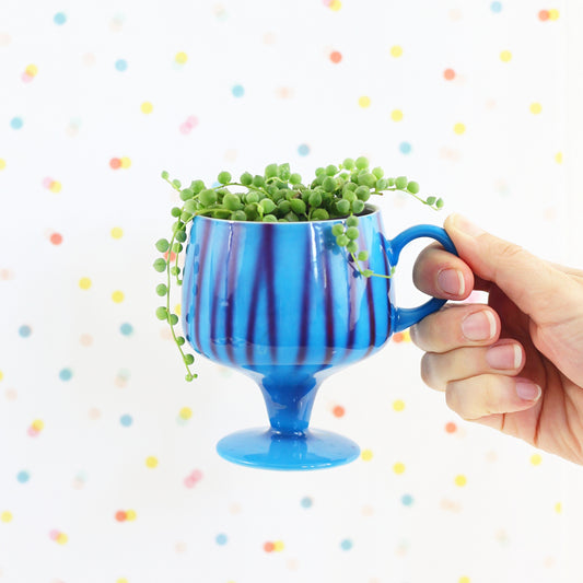 SOLD - Mid Century Modern Turquoise Pedestal Mug