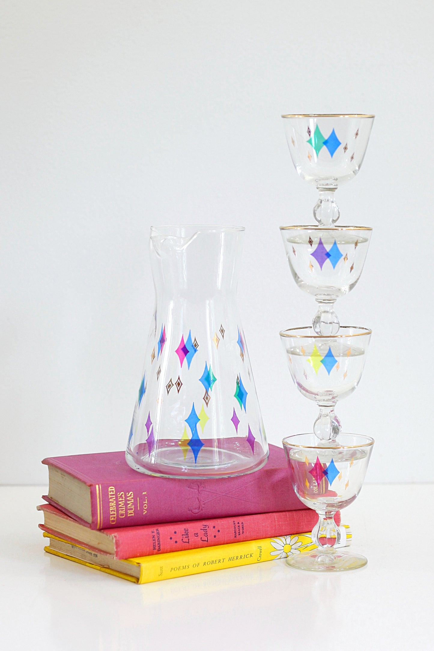 SOLD - Mid Century Modern Atomic Starburst Cocktail Set