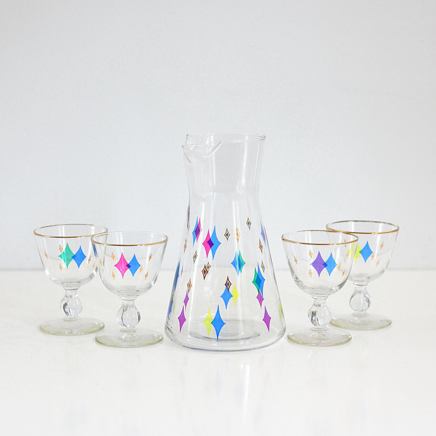 SOLD - Mid Century Modern Atomic Starburst Cocktail Set