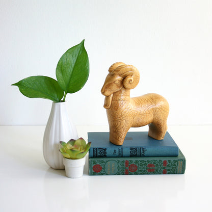 SOLD - Mid Century Modern Bitossi Inspired Ceramic Ram / Vintage Raymor Bitossi Figurine
