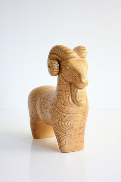 SOLD - Mid Century Modern Bitossi Inspired Ceramic Ram / Vintage Raymor Bitossi Figurine