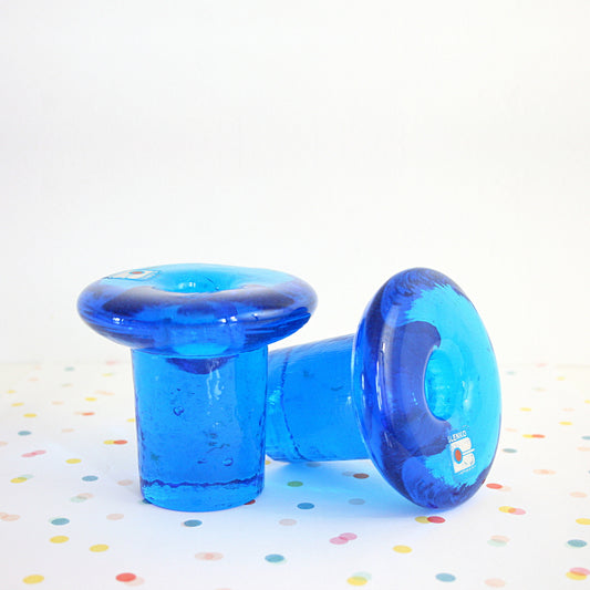 SOLD - Mid Century Modern Blenko Glass Mushroom Candle Holders