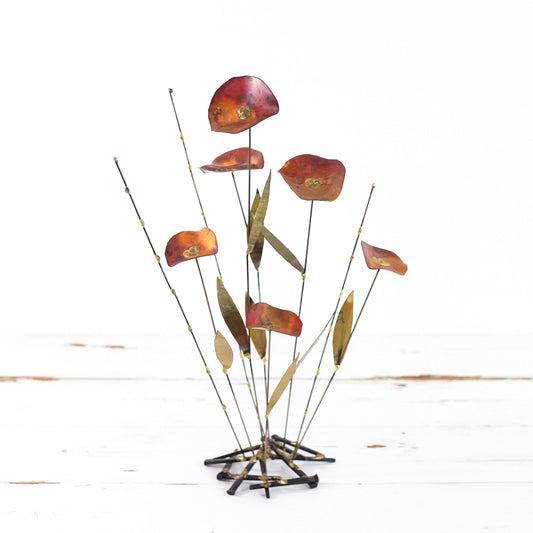 SOLD - Mid Century Brutalist Metal Flower Sculpture