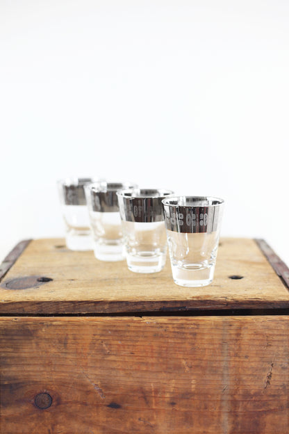 SOLD - Mid Century Modern Temporama Silver Band Cocktail Glasses