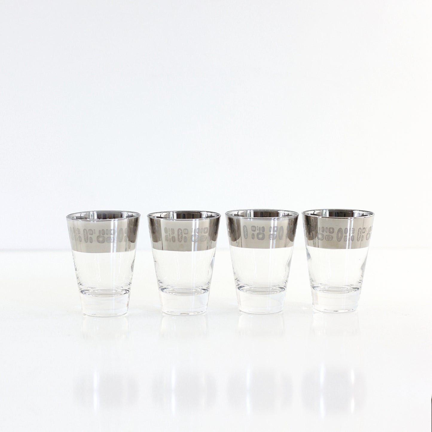 SOLD - Mid Century Modern Temporama Silver Band Cocktail Glasses