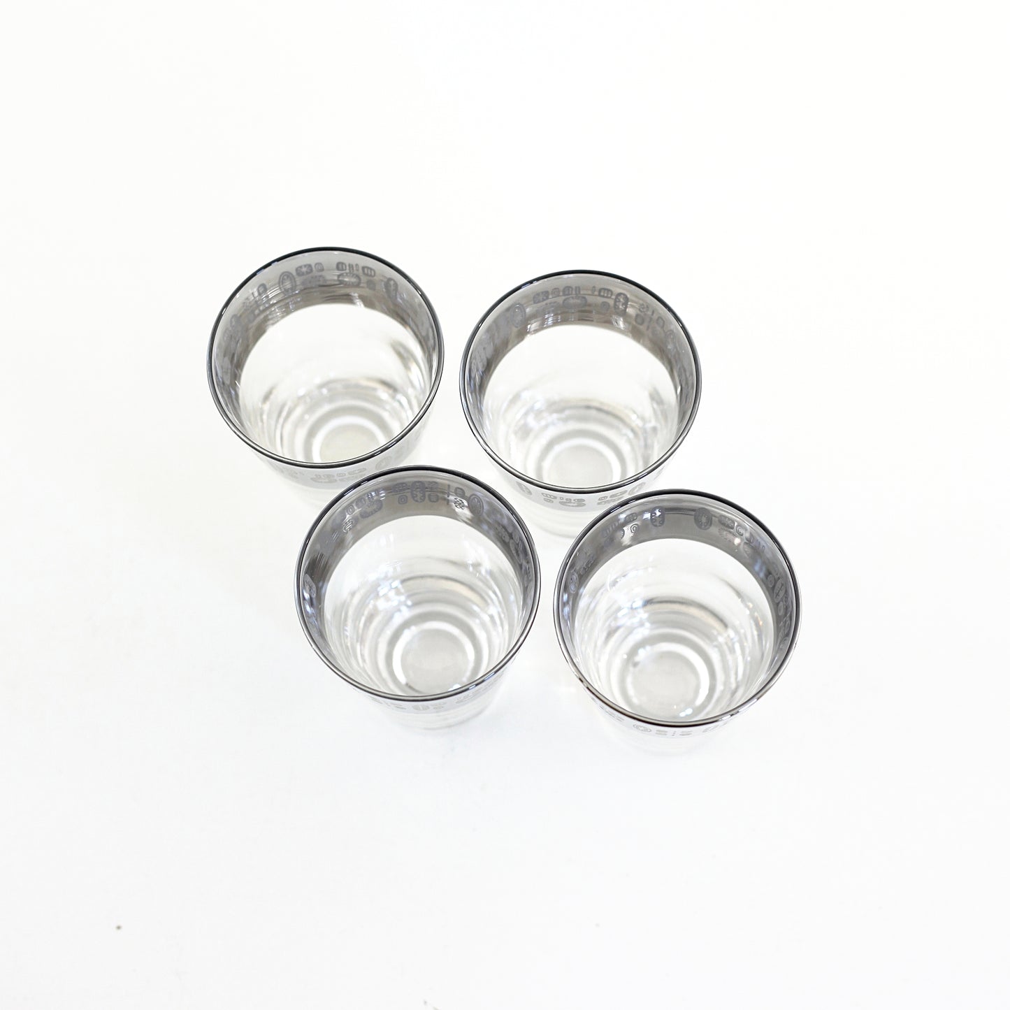 SOLD - Mid Century Modern Temporama Silver Band Cocktail Glasses