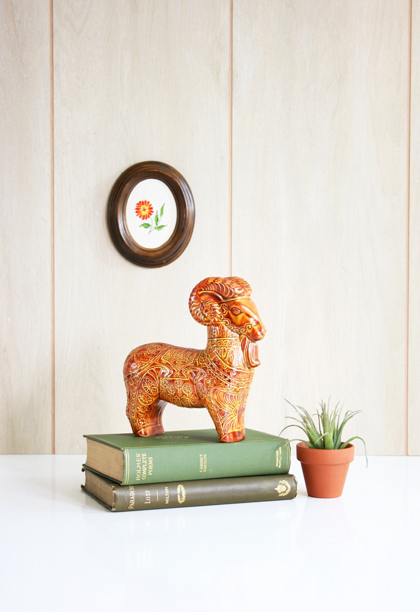 SOLD - Mid Century Modern Raymor Bitossi Inspired Ceramic Ram Figurine