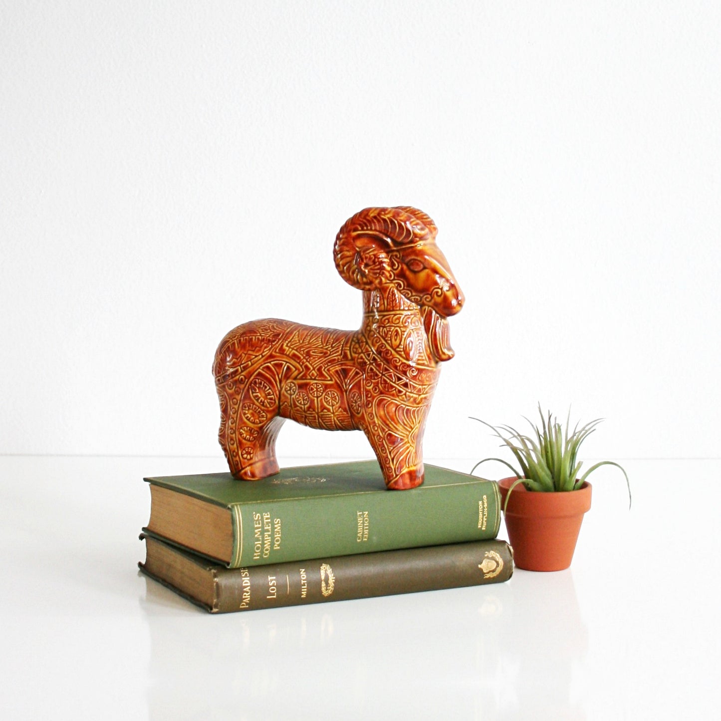 SOLD - Mid Century Modern Raymor Bitossi Inspired Ceramic Ram Figurine