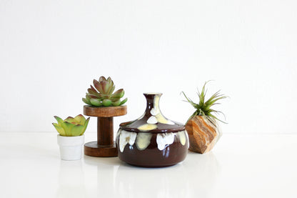 SOLD - Mid Century Modern Brown Ceramic Drip Glaze Trinket Jar