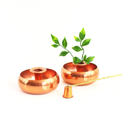 SOLD - Mid Century Copper and Brass Candlestick Set with Snuffer