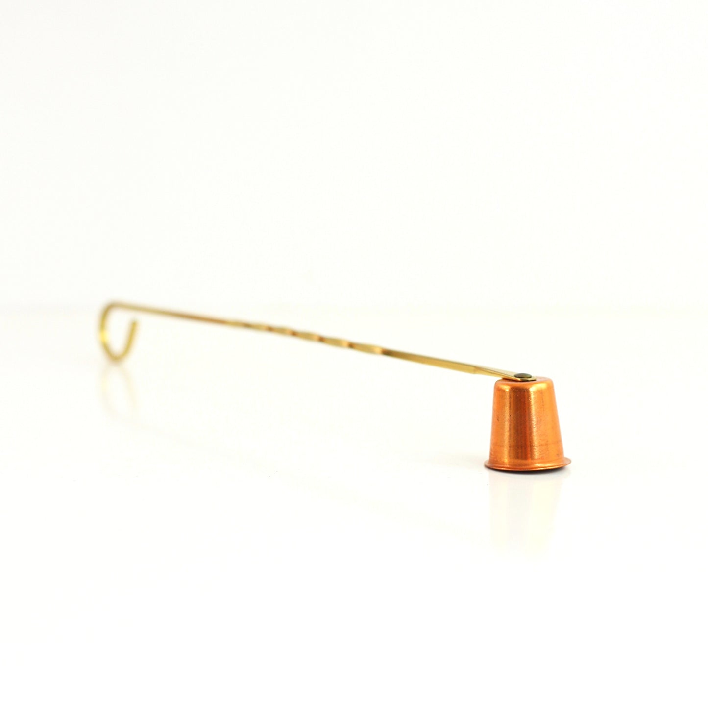 SOLD - Mid Century Copper and Brass Candlestick Set with Snuffer