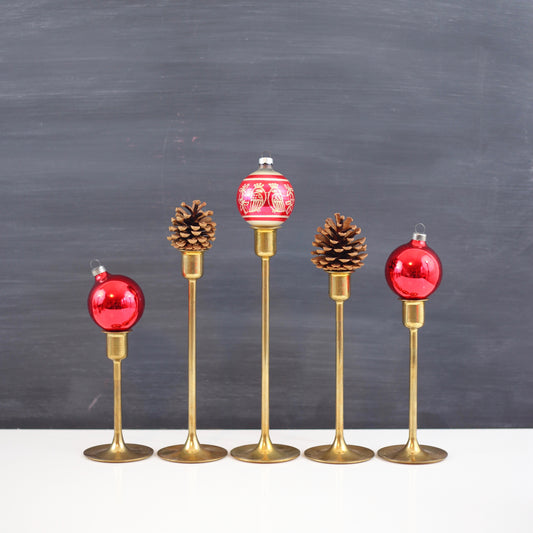 SOLD - Mid Century Graduated Brass Candlesticks