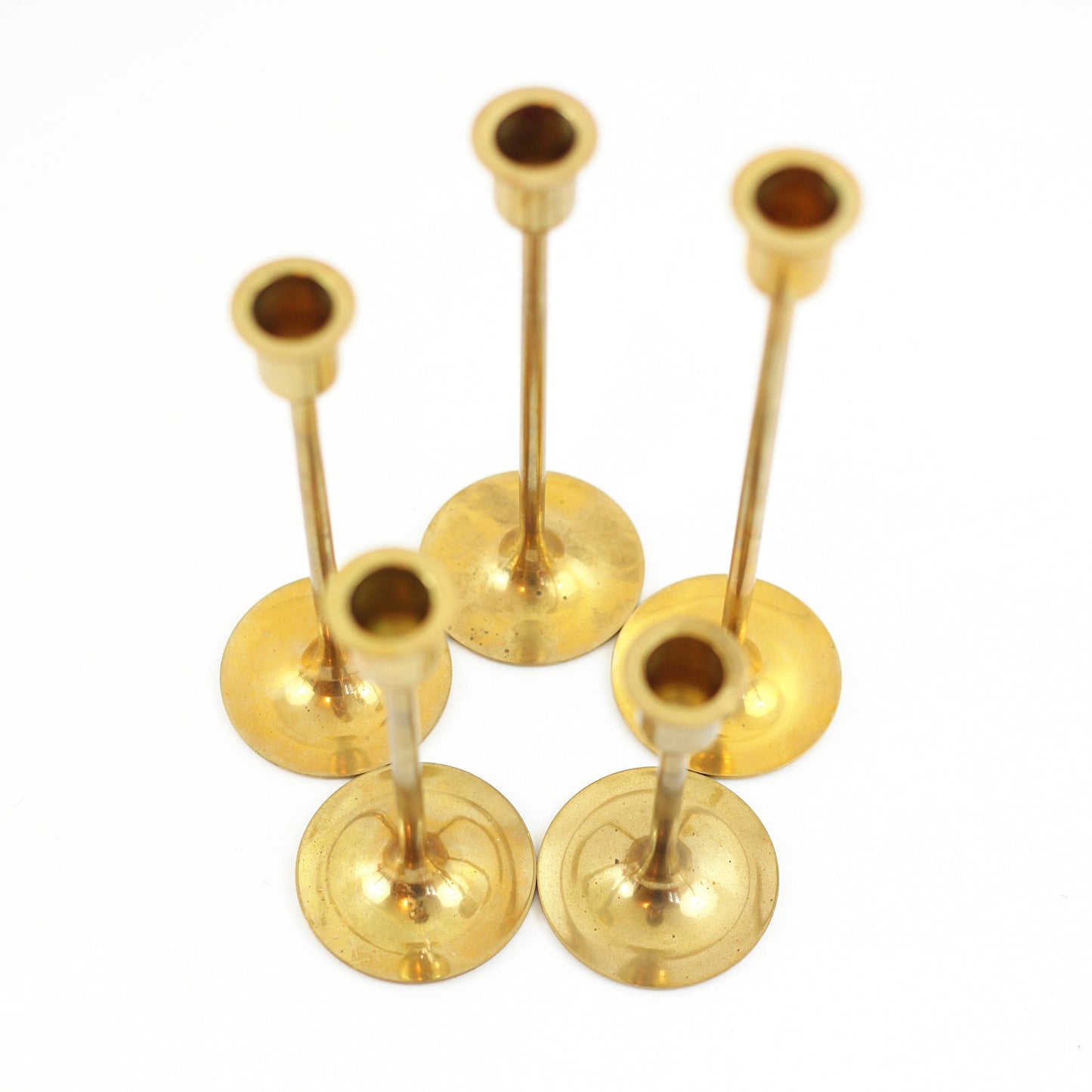 SOLD - Mid Century Graduated Brass Candlesticks