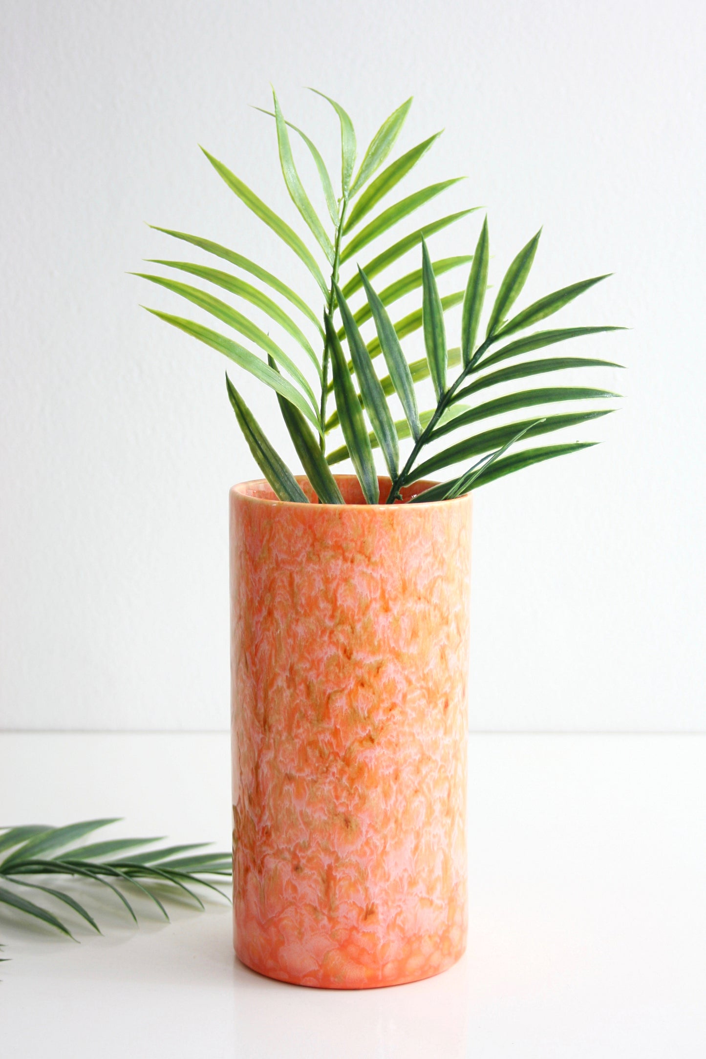 SOLD - Mid Century Modern Peach Royal Haeger Drip Glaze Vase