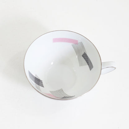SOLD - Mid Century Modern Pink Atomic Tea Cups by Noritake Japan