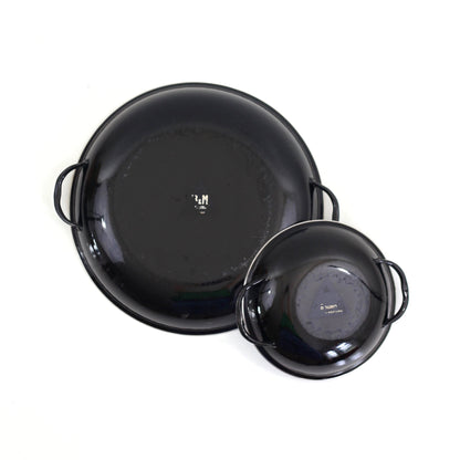 SOLD - Mid Century Enamel Paella Pans by B&M Duoro