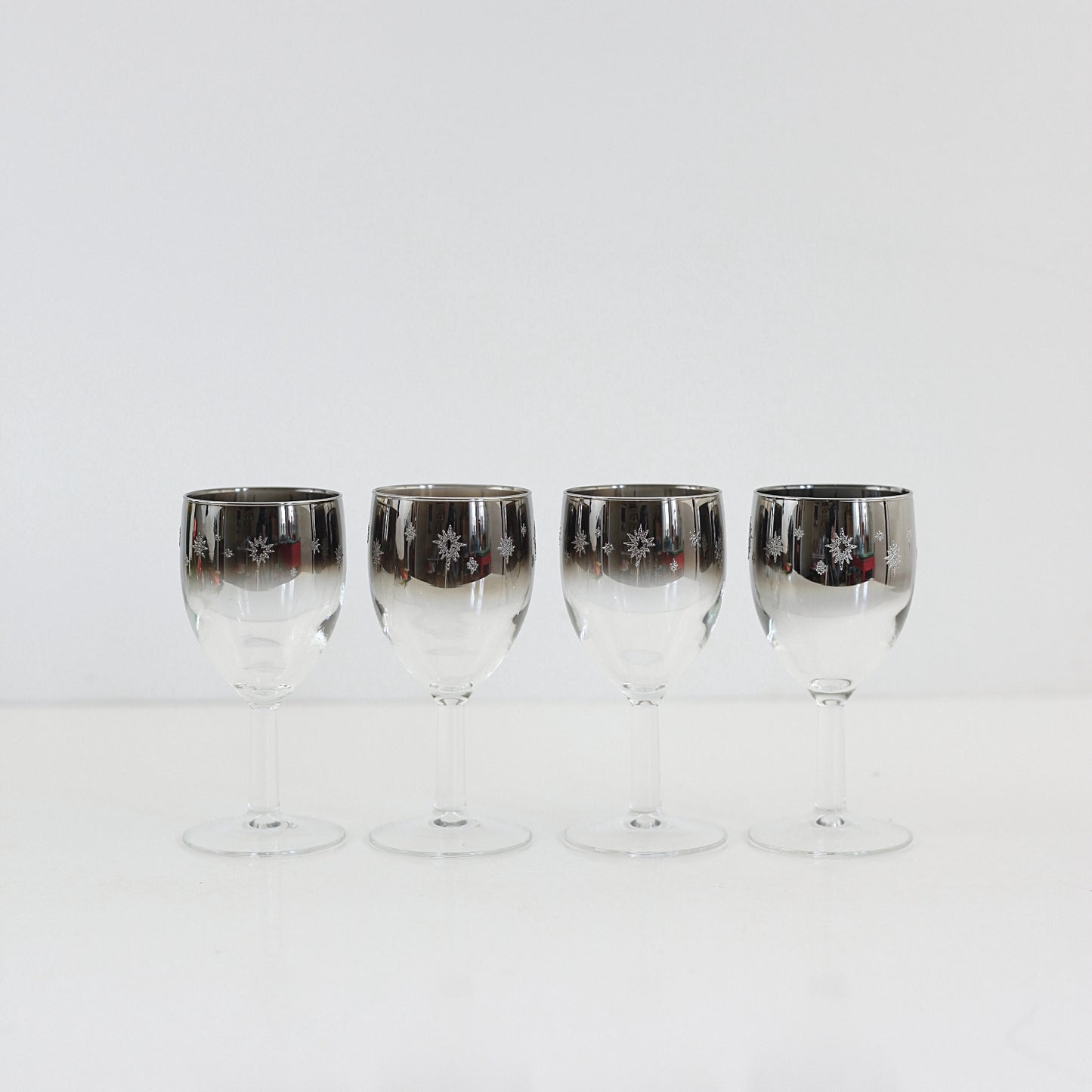 SOLD — Mid Century Silver Starburst Cordial Glasses from France