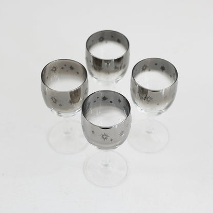 SOLD — Mid Century Silver Starburst Cordial Glasses from France