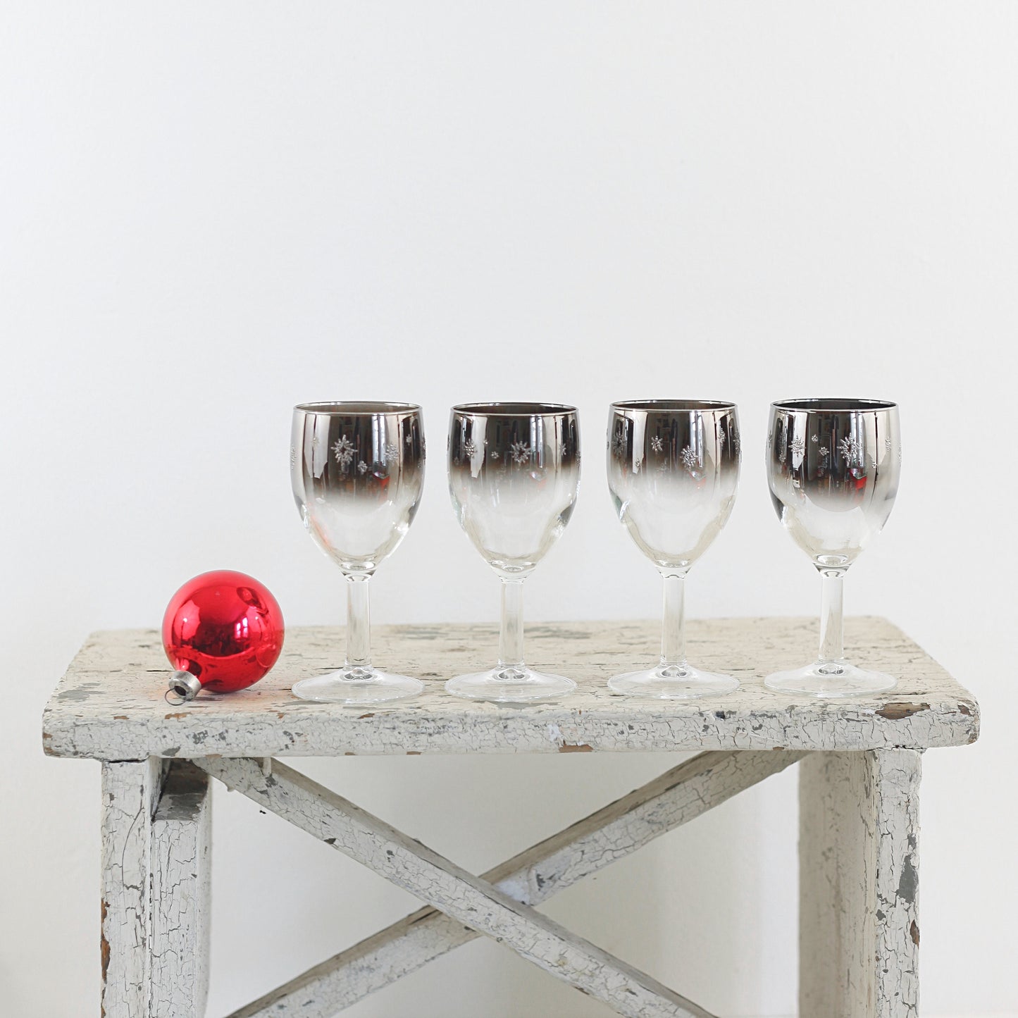 SOLD — Mid Century Silver Starburst Cordial Glasses from France