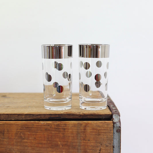 SOLD - Mid Century Silver Polka Dot Glasses