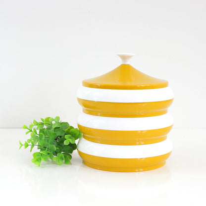 SOLD - Mid Century Modern Mustard Stacking Canister Set by Plastics Consolidated Inc.