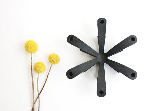 SOLD - Mid Century Modern Starburst Cast Iron Candle Holder