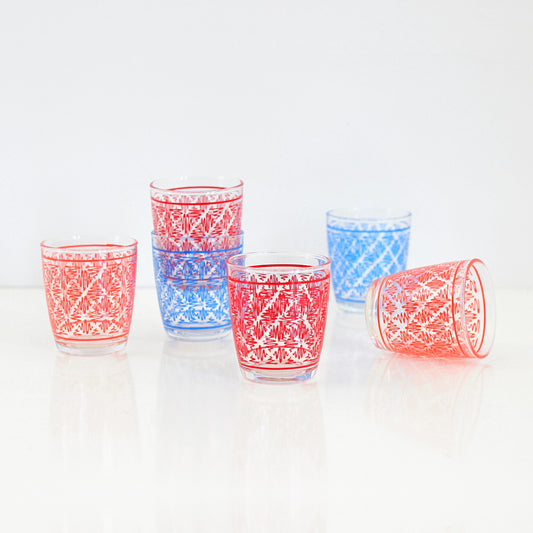 SOLD - Mid Century Geometric Squiggle Sour Cream Glasses