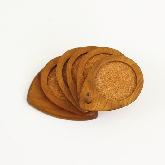 SOLD - Mid Century Modern Hand Carved Teak Wood Coasters