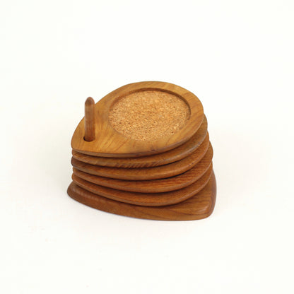 SOLD - Mid Century Modern Hand Carved Teak Wood Coasters