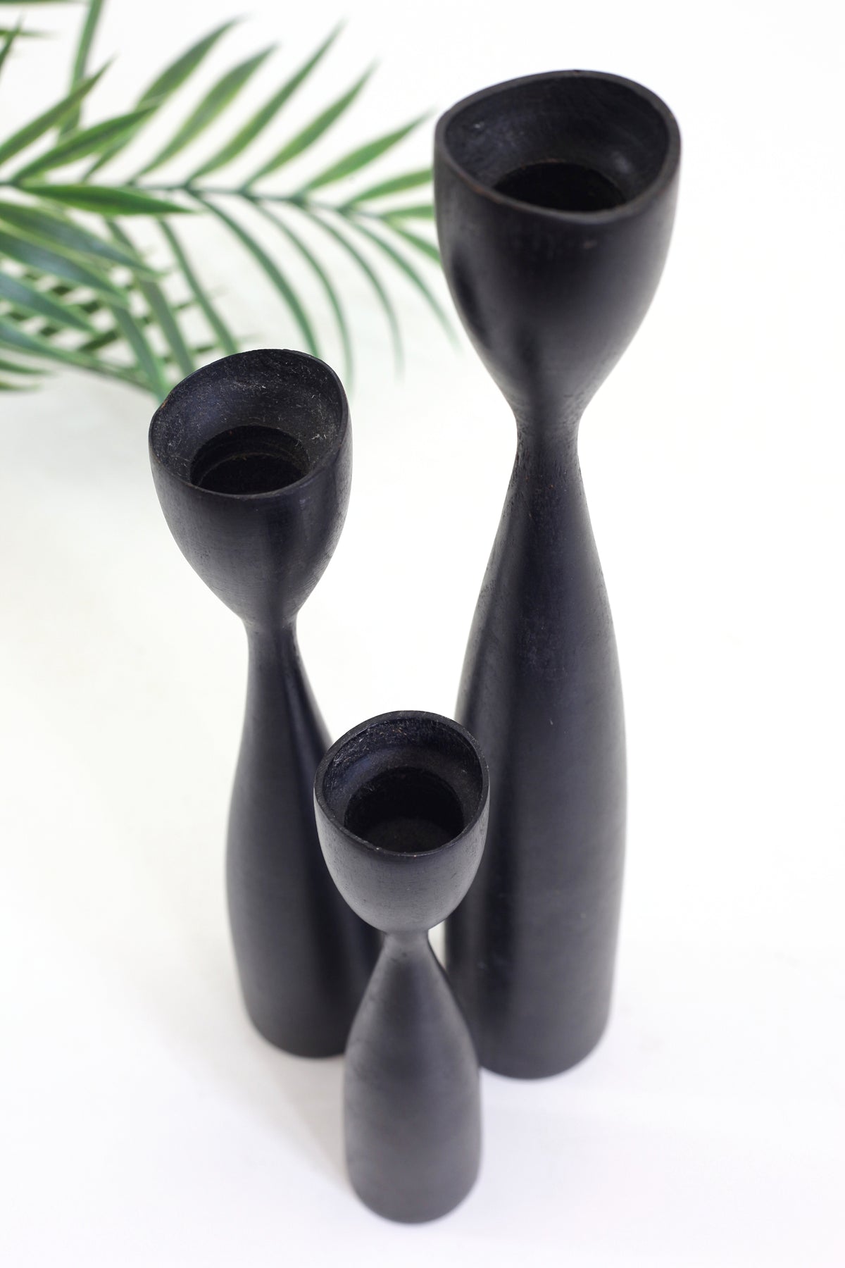 SOLD - Danish Modern Black Turned Wood Candlesticks – Wise Apple Vintage