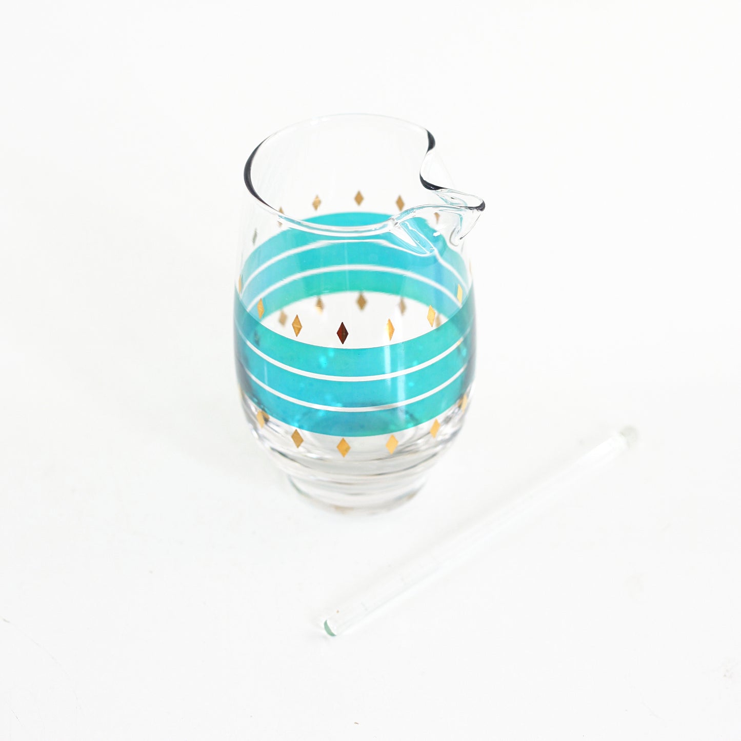 SOLD - Mid Century Modern Aqua & Gold Maritni Pitcher