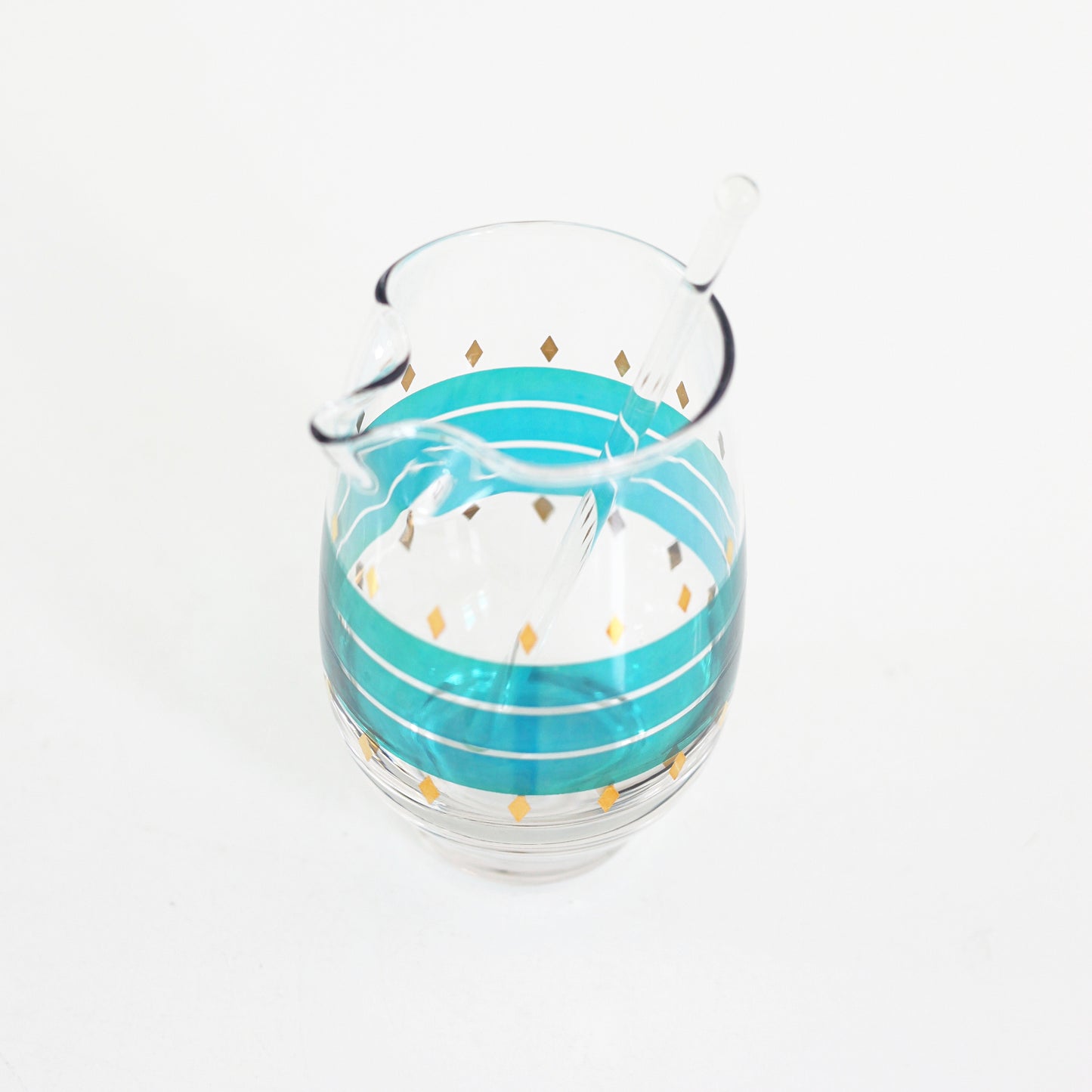 SOLD - Mid Century Modern Aqua & Gold Maritni Pitcher