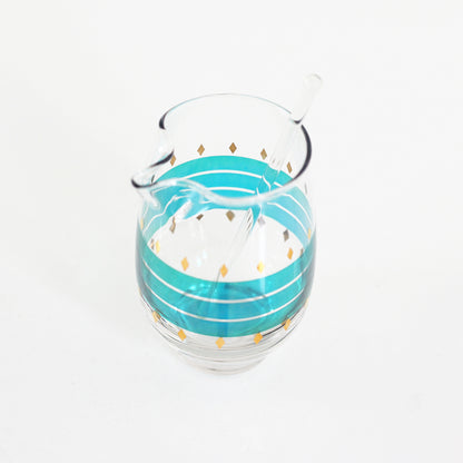 SOLD - Mid Century Modern Aqua & Gold Maritni Pitcher
