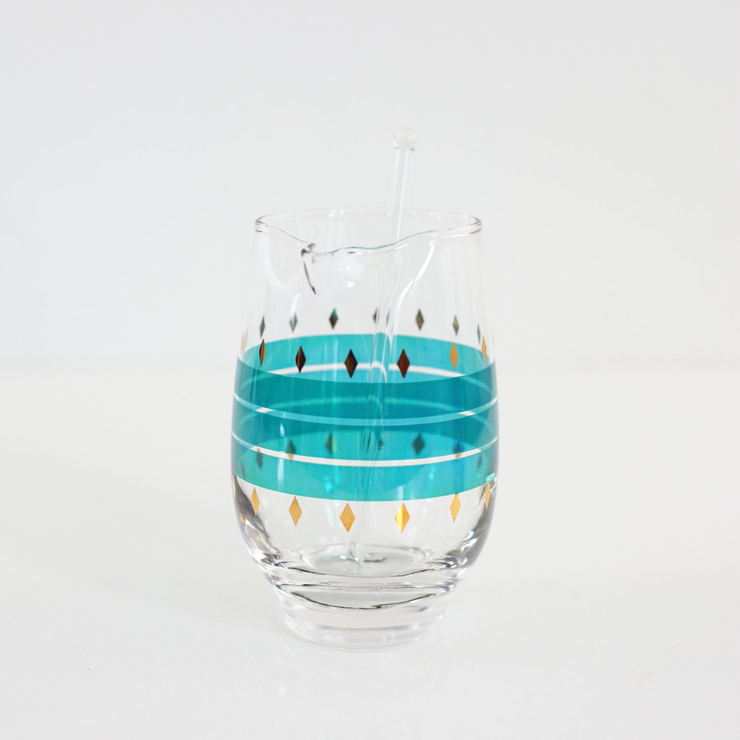 SOLD - Mid Century Modern Aqua & Gold Maritni Pitcher